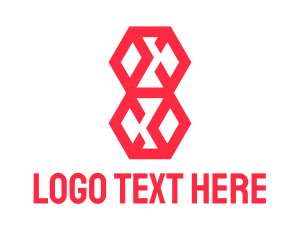 Number 8 - Red Number 8 Cube logo design