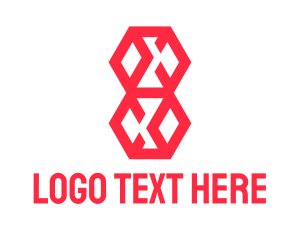 Geometric - Red Number 8 Cube logo design