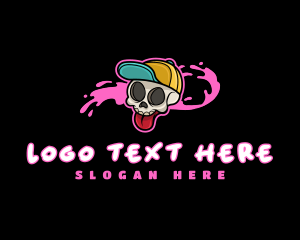 Youthful - Skater Skull Graffiti logo design