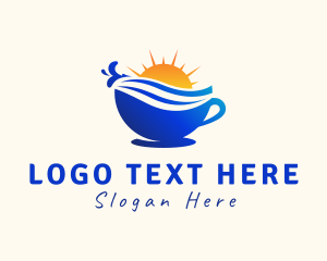 Tropical - Coffee Cup Wave Sunshine logo design