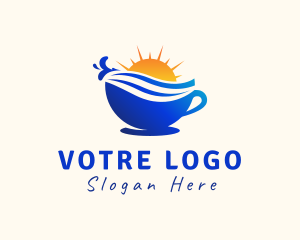 Coffee Cup Wave Sunshine Logo