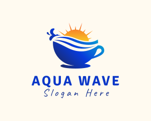 Coffee Cup Wave Sunshine logo design