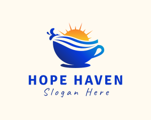 Ocean - Coffee Cup Wave Sunshine logo design