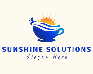 Coffee Cup Wave Sunshine logo design