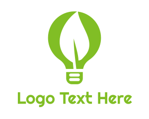 Renewable - Eco Leaf Light Bulb logo design