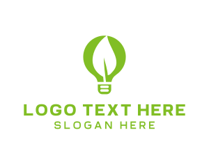 Eco Leaf Light Bulb logo design