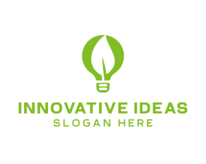 Eco Leaf Light Bulb logo design