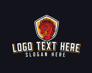 Creature - Dragon  Monster Shield logo design