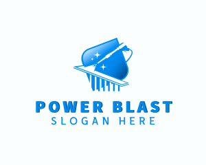 Cleaning Pressure Washer Wash logo design