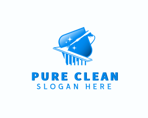 Cleaning Pressure Washer Wash logo design