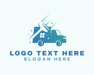 Broom - Cleaning Squeegee Van logo design