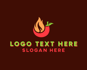 Taqueria - Flaming Chili Pepper logo design