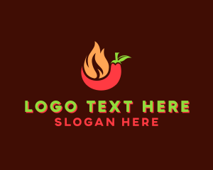 Mexican Food - Flaming Chili Pepper logo design