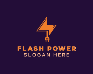 Lightning Electrical Plug logo design