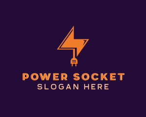 Socket - Lightning Electrical Plug logo design