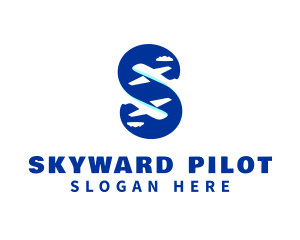 Airplane Pilot Letter S logo design