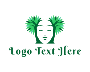 Head - Feminine Face Tree logo design