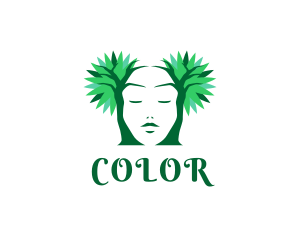 Yoga - Feminine Face Tree logo design