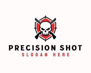 Rifle - Skull Shotgun Weapon logo design