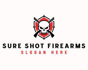 Skull Shotgun Weapon logo design