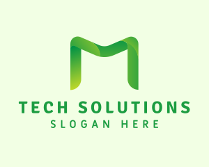 Cyber Security - Green Letter M logo design