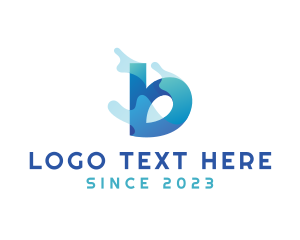 Liquid - Blue Splash Letter B logo design