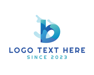 Slime - Blue Splash Letter B logo design