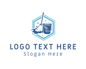 Hexagon - Cleaning Mop Bucket logo design