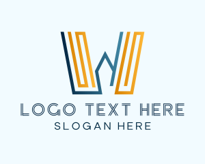 Blue - Generic Line Letter W logo design