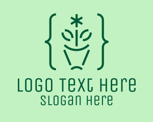 Organic - Asterisk Flower Pot logo design