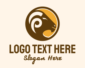 Farm Animal - Ram Head Badge logo design