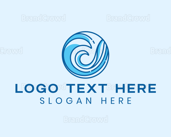 Ocean Wave Surfing Logo