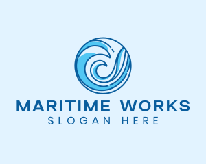 Ocean Wave Surfing logo design