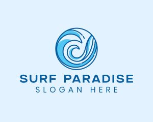 Ocean Wave Surfing logo design