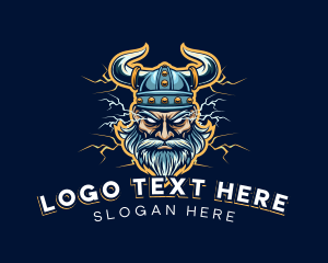 Moustache - Lightning Viking  Warrior Gaming logo design