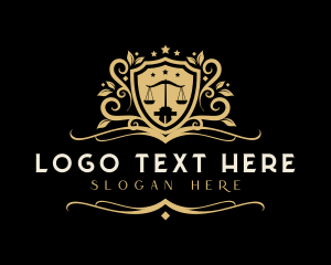 Legal Advice - Justice Scale Shield Banner logo design