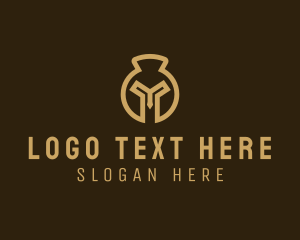 Kettlebell - Spartan Helmet Kettlebell logo design