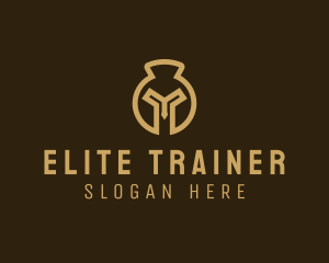 Spartan Helmet Kettlebell logo design