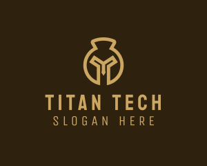 Spartan Helmet Kettlebell logo design