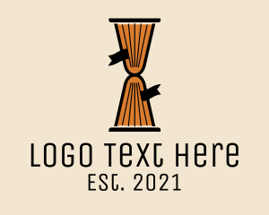 Clock - Library Book Hourglass logo design