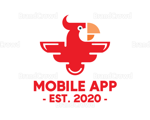 Modern Red Parrot Logo