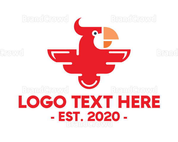 Modern Red Parrot Logo