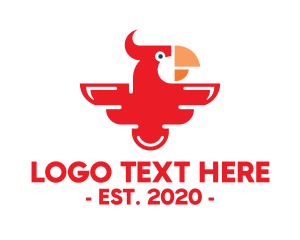 Beak - Modern Red Parrot logo design