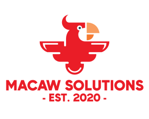 Macaw - Modern Red Parrot logo design
