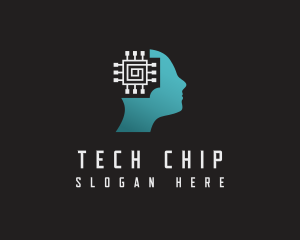 Artificial Intelligence Microchip logo design