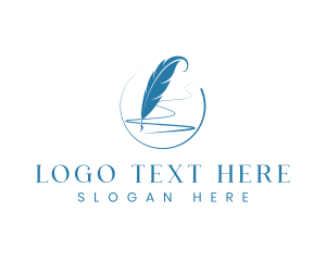Document - Feather Pen Writing logo design