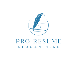 Resume - Feather Pen Writing logo design