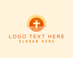 Religious - Sunset Horizon Cross logo design