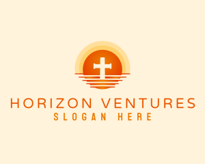 Sunset Horizon Cross logo design