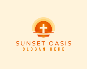 Sunset Horizon Cross logo design